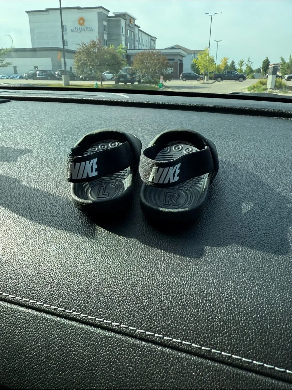 Nike Black Kids Slide Sandals with White Swoosh